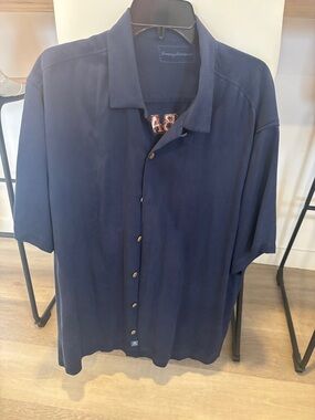 Tommy Bahama Navy Short-Sleeve Resort Button-Down Shirt